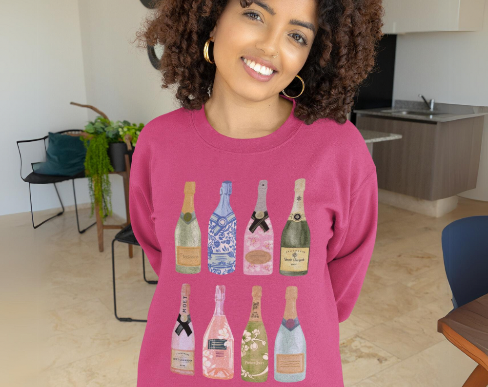 Girly Champagne Bottles - Unisex Crew