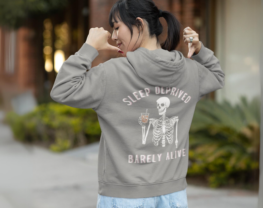 Sleep Deprived Barely Alive - Unisex Drawstring Hoodie