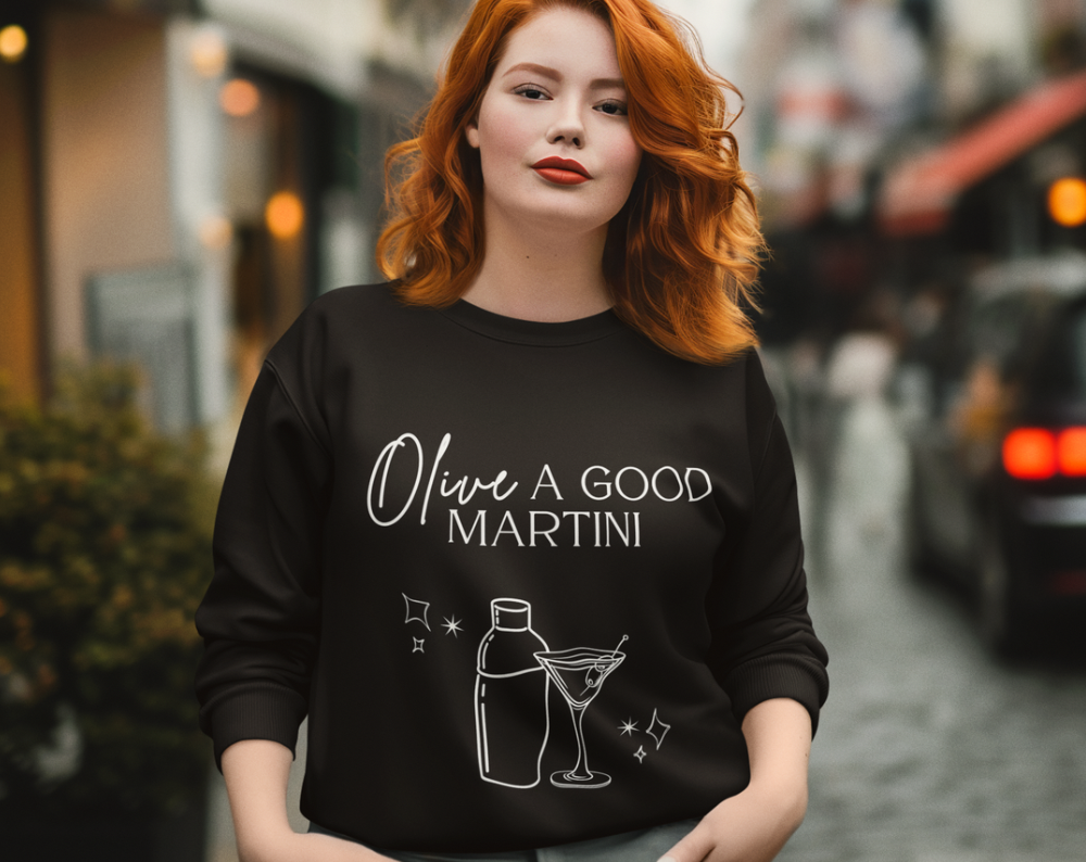 Retro Olive A Good Martini - Unisex Crew