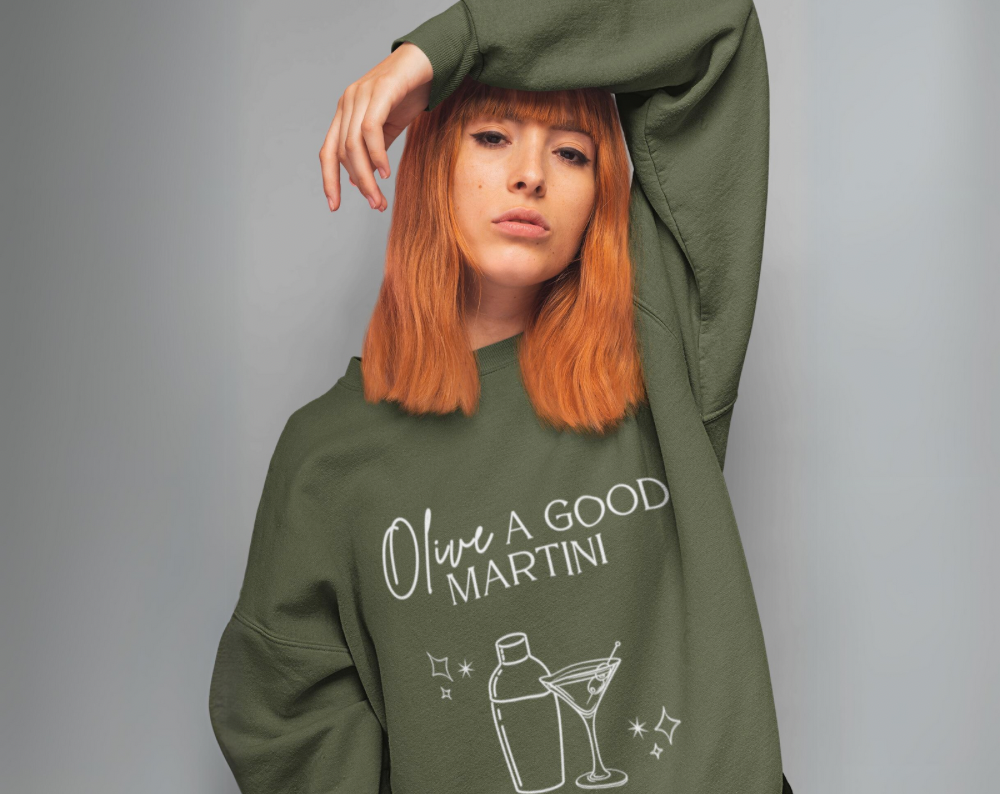 Retro Olive A Good Martini - Unisex Crew