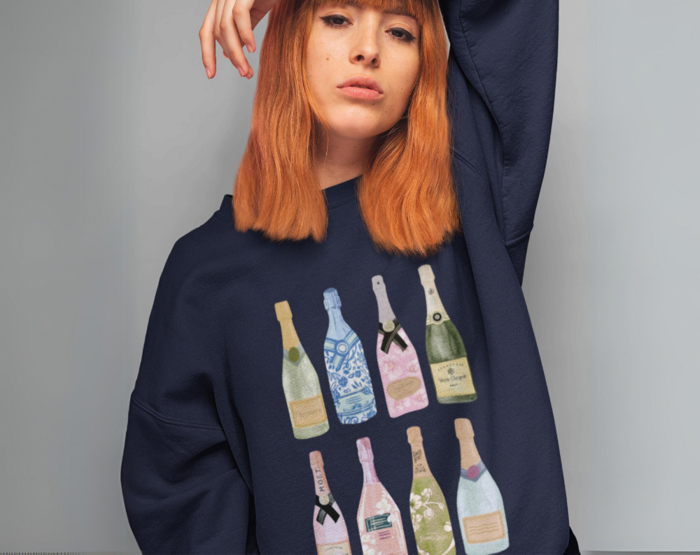 Girly Champagne Bottles - Unisex Crew