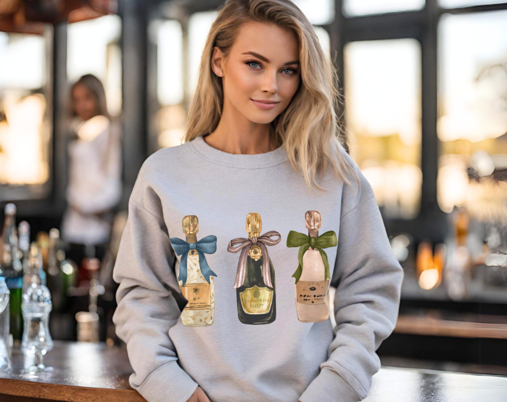 Vintage Champagne Bottles - Unisex Crew