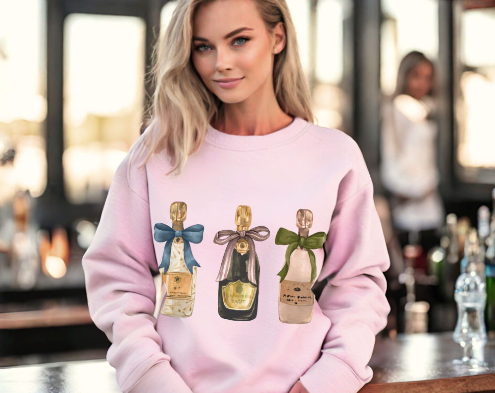 Vintage Champagne Bottles - Unisex Crew