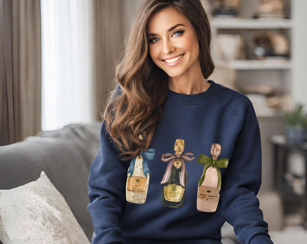 Vintage Champagne Bottles - Unisex Crew