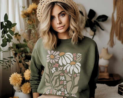 Retro Boho Flowers - Unisex Crew