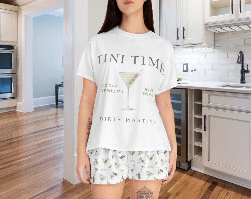 Dirty Martini Tini Time - Two Piece Short Pajama Set