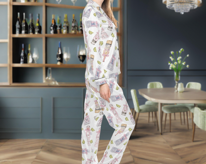 Coquette Tequila Bottles - Long Silky Two Piece Pajama Set