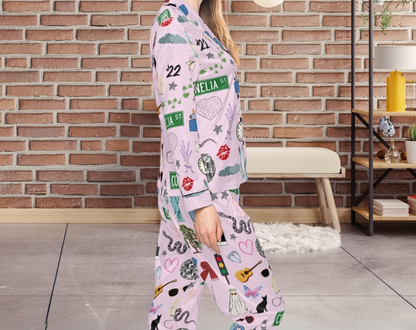 Swiftie Pattern - Long Silky Two Pajama Set