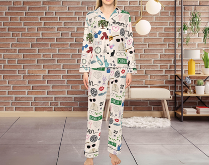 Swiftie Pattern - Long Silky Two Piece Pajama Set