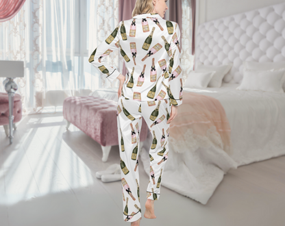 Champagne Bottles - Long Silky Two Piece Pajama Set