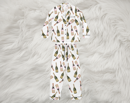 Champagne Bottles - Long Silky Two Piece Pajama Set