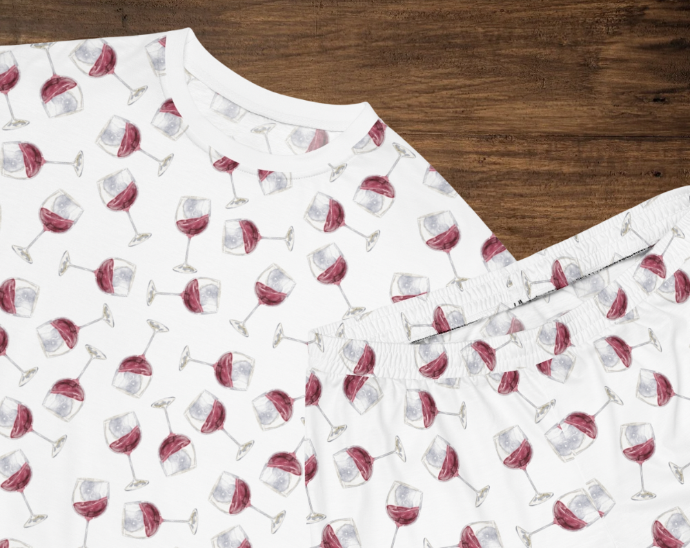 Red Wine Glass - Two Piece Pajama Set