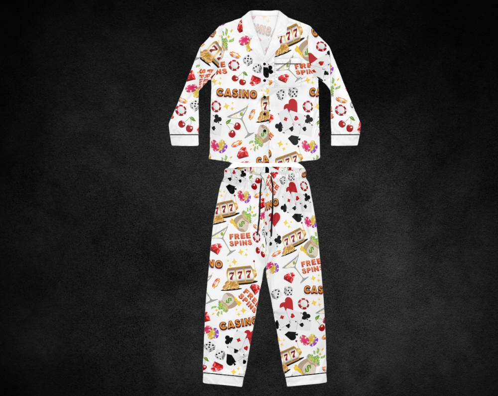 Gambling Pattern - Long Silky Two Piece Pajama Set