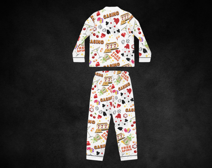 Gambling Pattern - Long Silky Two Piece Pajama Set