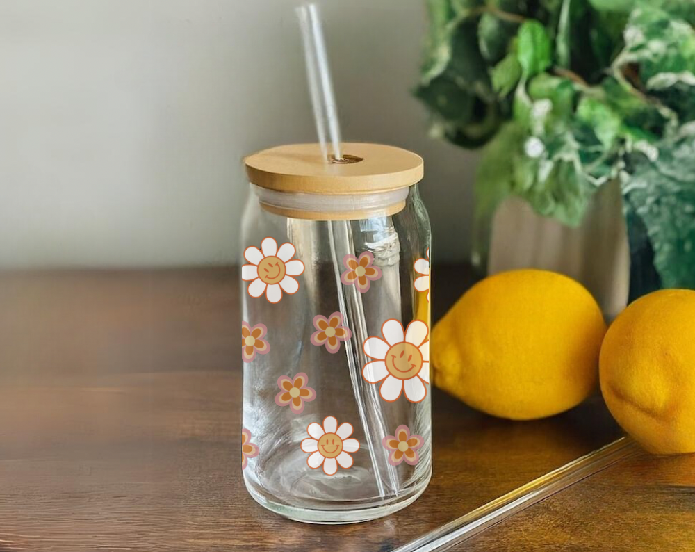 Retro Flower - Sipper Glass