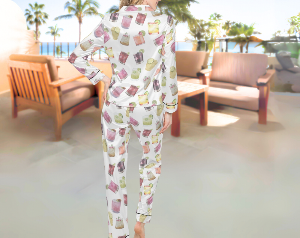 Vintage Margaritas - Long Silky Two Piece Pajama Set