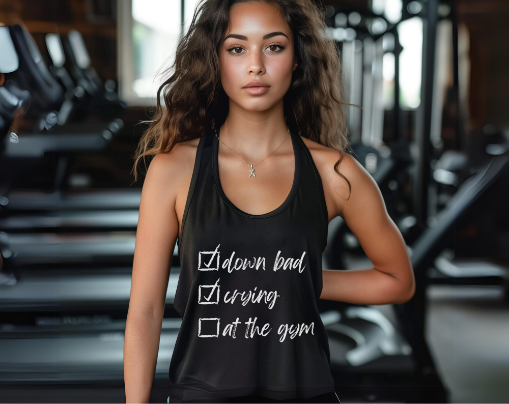 Down Bad Crying At The Gym - Womens Racerback Tank Top