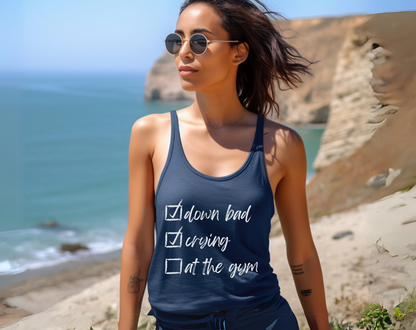 Down Bad Crying At The Gym - Womens Racerback Tank Top