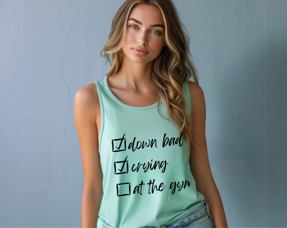 Down Bad Crying At The Gym - Womens Racerback Tank Top