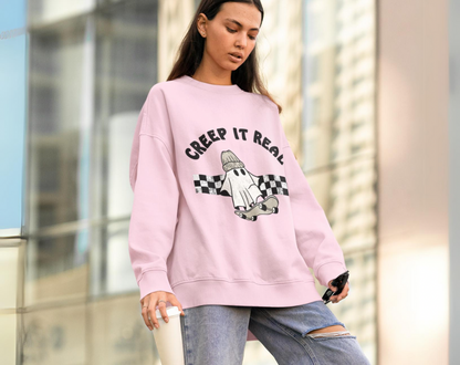 Creep It Real Retro Skateboard Ghost - Unisex Crew