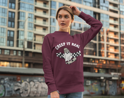 Creep It Real Retro Skateboard Ghost - Unisex Crew